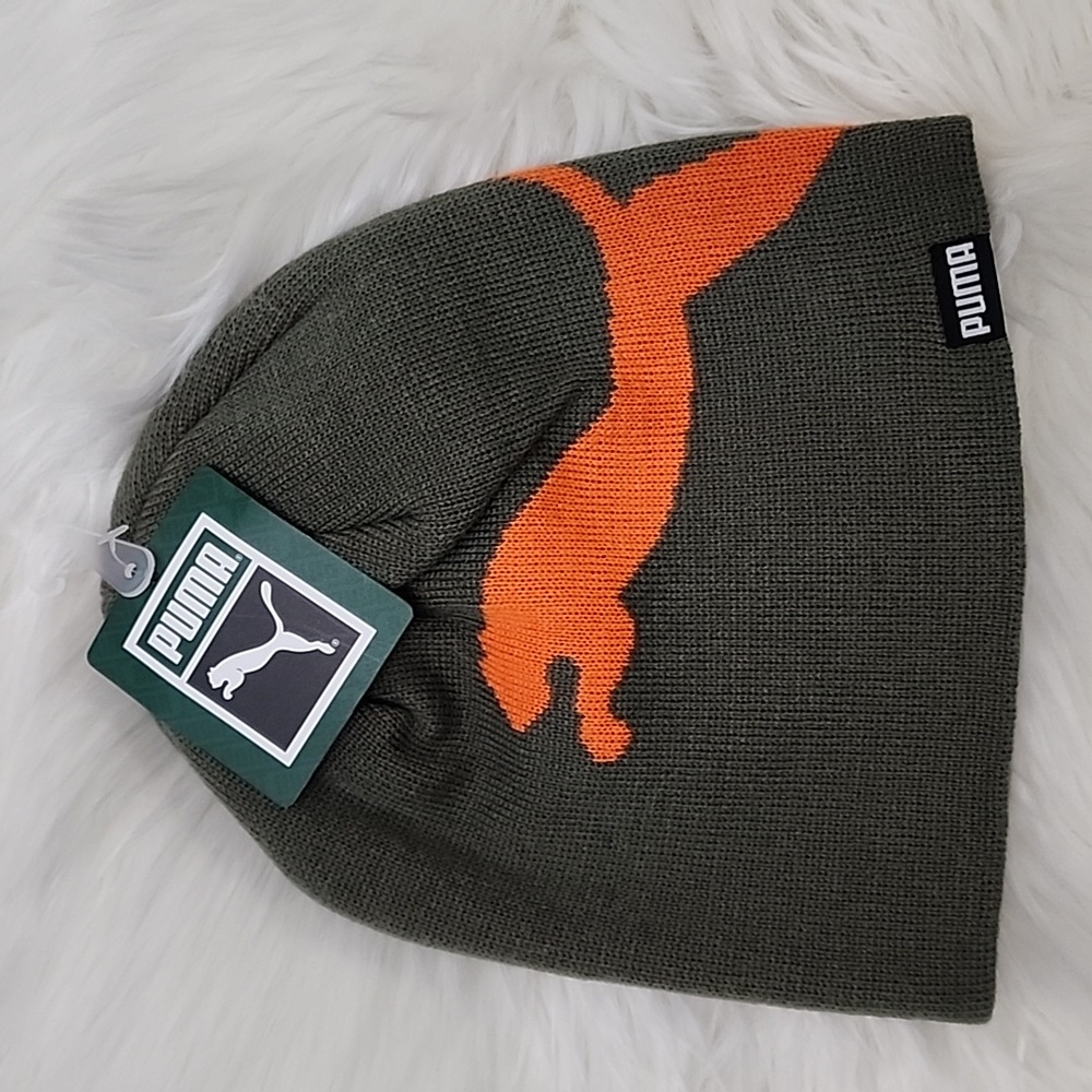 Puma Logo Beanie Green & Orange New with Tags